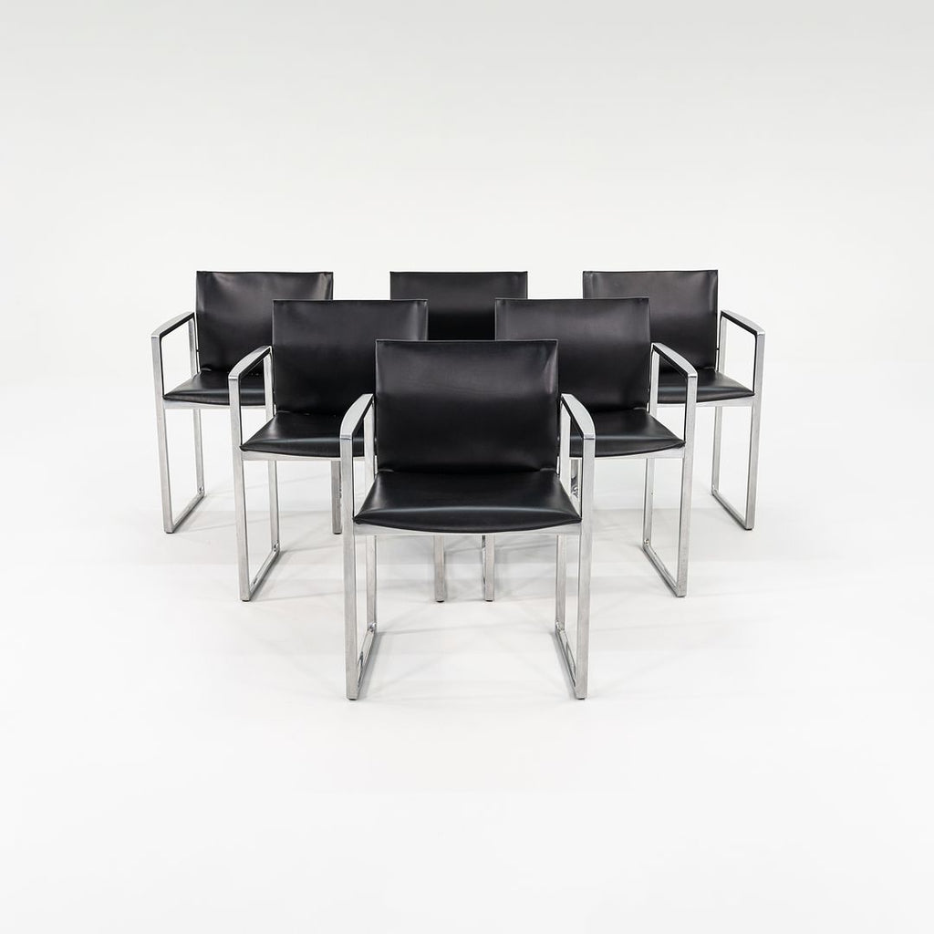 2010s Eve Chair Model 184 by Piero Lissoni for Cassina in Black Leather and Polished Aluminum 12+ Available