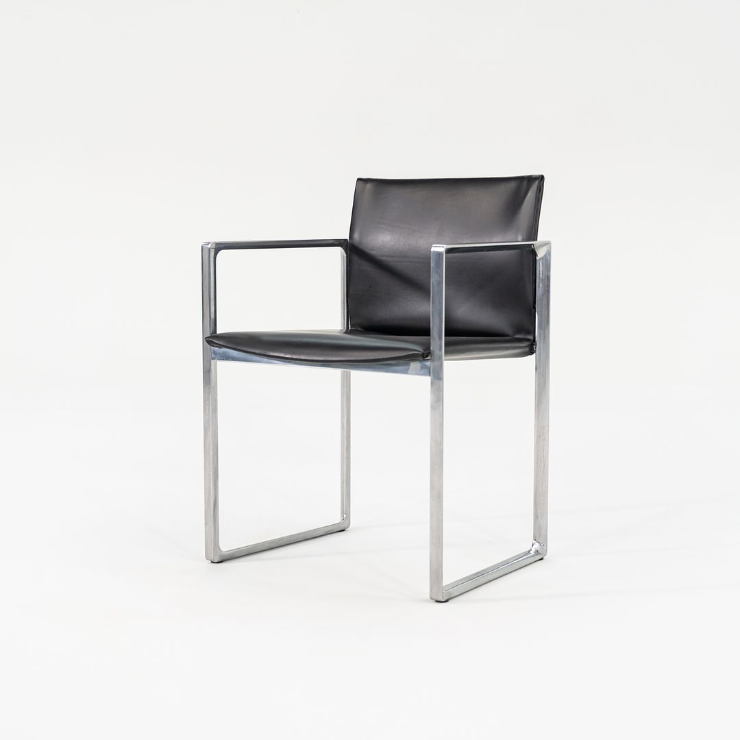 2010s Eve Chair Model 184 by Piero Lissoni for Cassina in Black Leather and Polished Aluminum 12+ Available