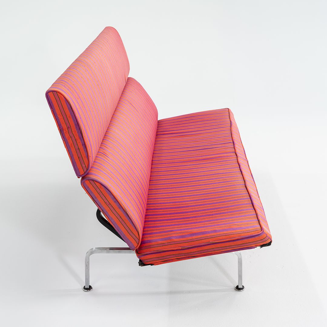 1984 S-473 Compact Sofa by Ray and Charles Eames for Herman Miller in Alexander Girard Miller Stripe Fabric