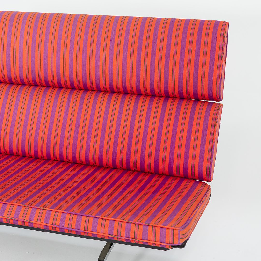 1984 S-473 Compact Sofa by Ray and Charles Eames for Herman Miller in Alexander Girard Miller Stripe Fabric