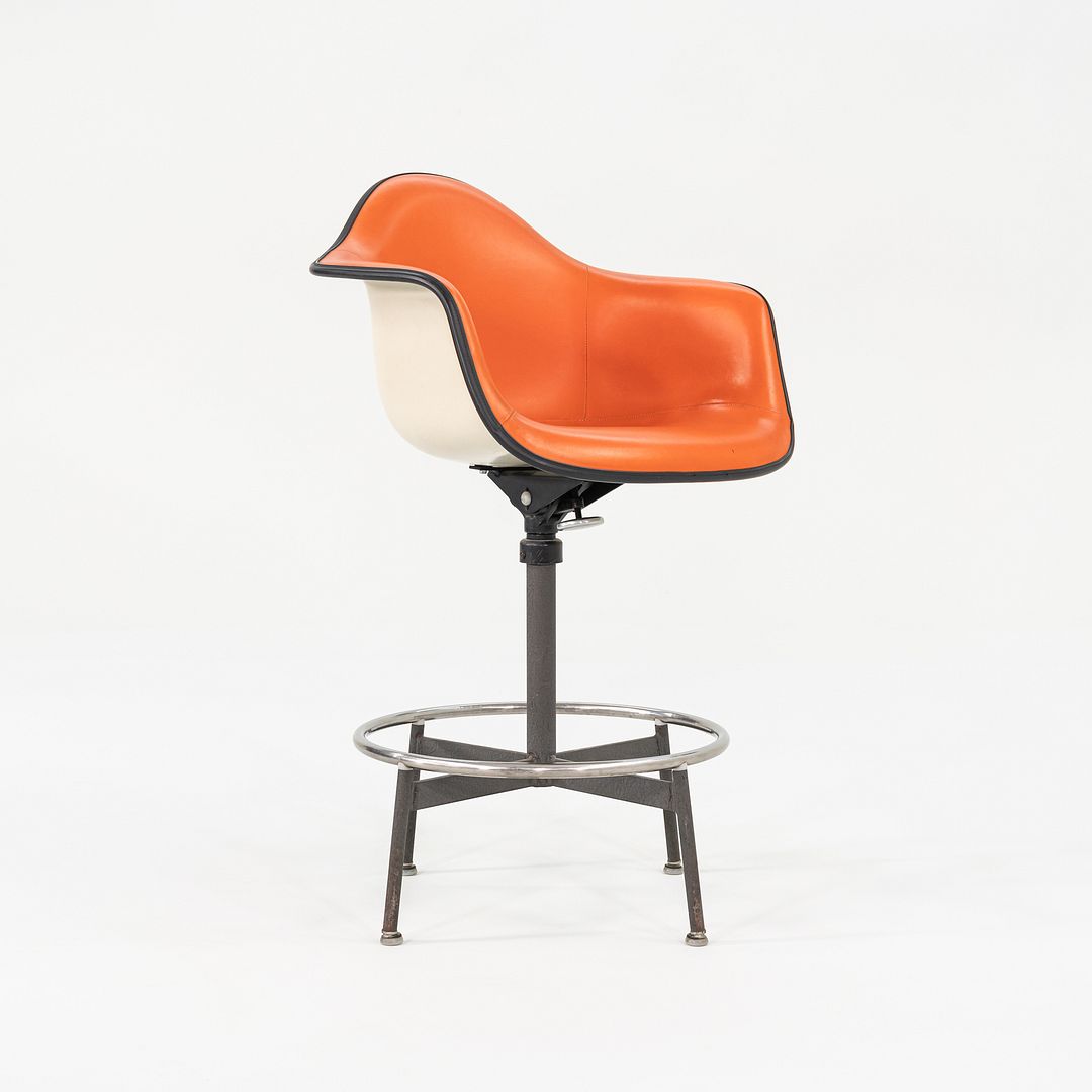 SOLD C. 1962 Eames for Herman Miller 622TA Draftsman's Arm Chair Stool in Orange