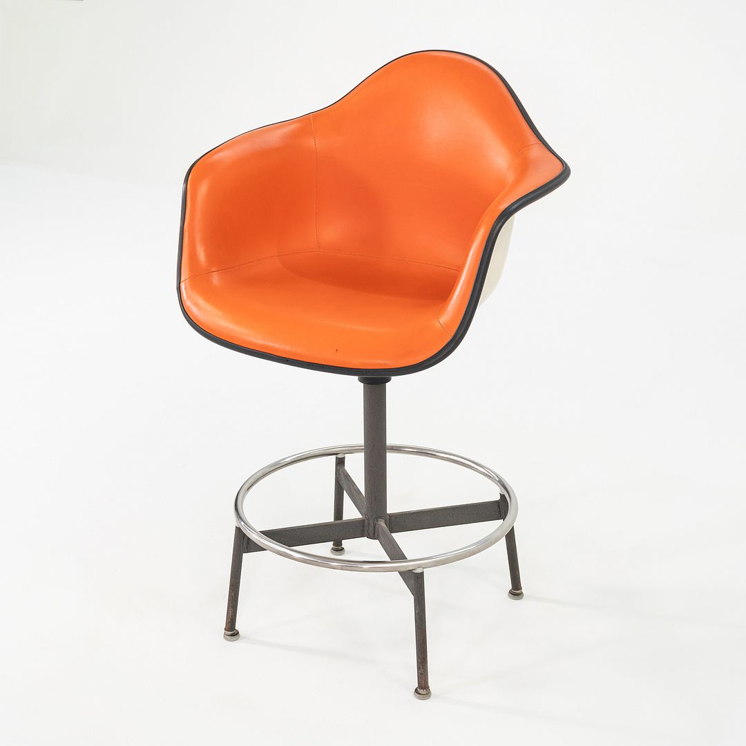 SOLD C. 1962 Eames for Herman Miller 622TA Draftsman's Arm Chair Stool in Orange