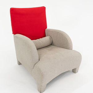 1990s Pair of Oriente Lounge Chairs by Antonio Citterio for B&B Italia in Red and Grey Fabric