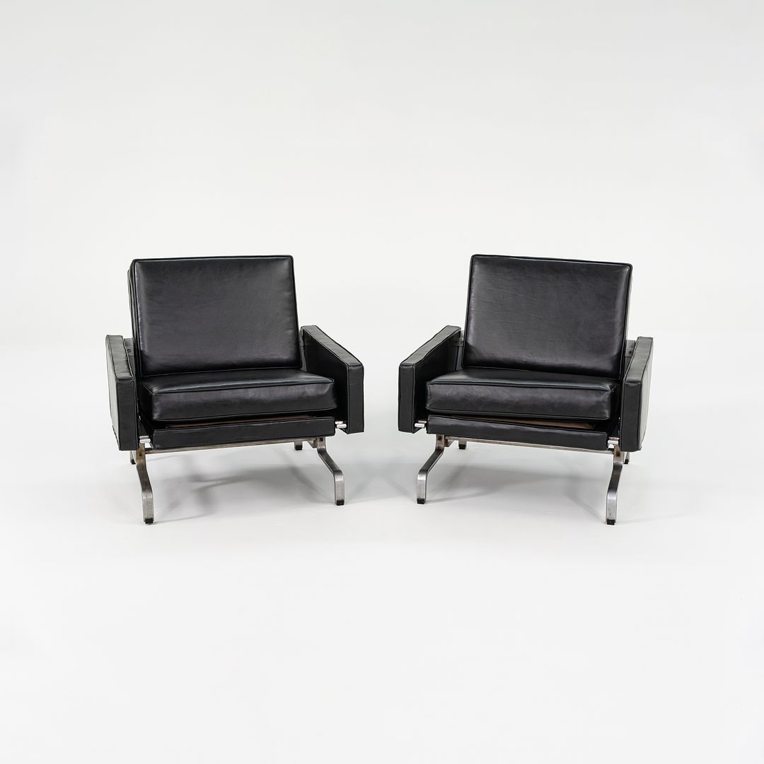 1960s Pair of PK31 Easy Lounge Chairs by Poul Kjaerholm for E. Kold Christensen in Black Leather