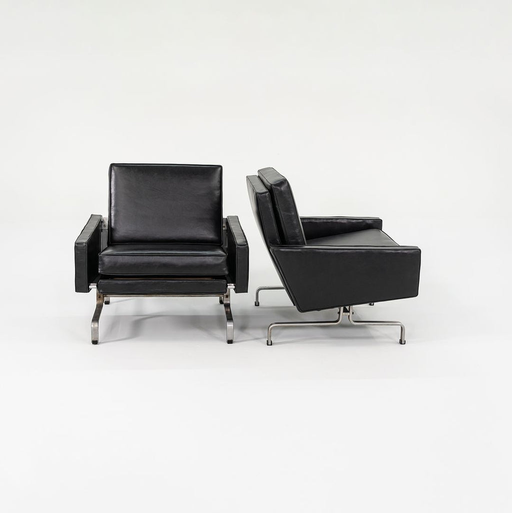 1960s Pair of PK31 Easy Lounge Chairs by Poul Kjaerholm for E. Kold Christensen in Black Leather