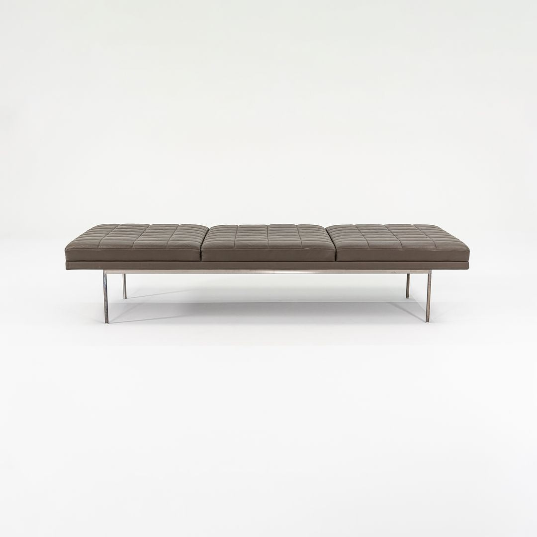 2010s BassamFellows for Geiger & Herman Miller Brown Leather Tuxedo Bench