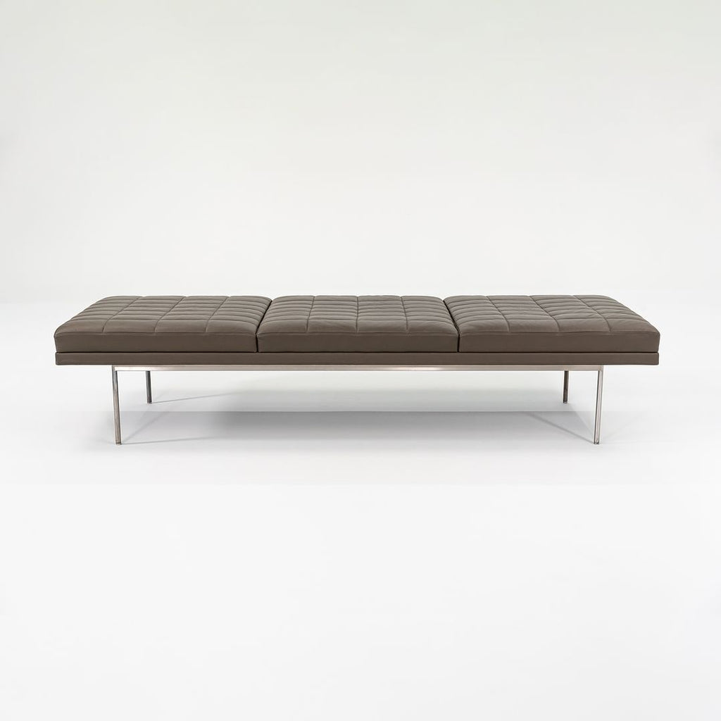 2010s BassamFellows for Geiger & Herman Miller Brown Leather Tuxedo Bench