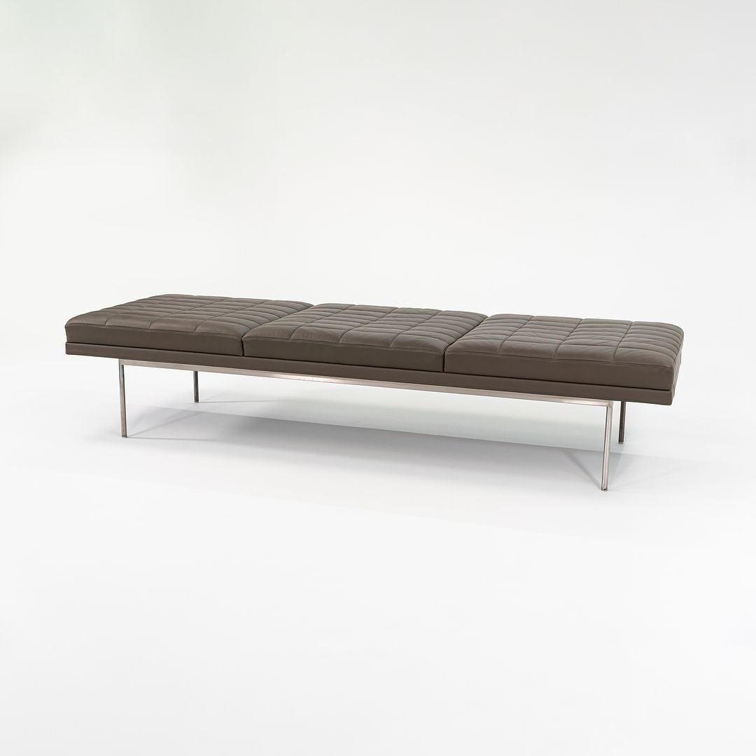 2010s BassamFellows for Geiger & Herman Miller Brown Leather Tuxedo Bench