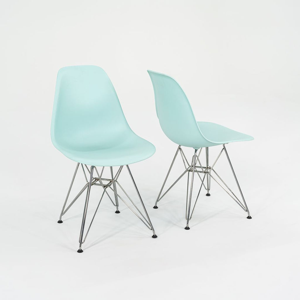 2018 Herman Miller Eames Plastic Dining Shell Chair with Eiffel Base in Aqua Sky Blue 3x Available