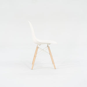 2018 DSW Side Chair with Dowel Base by Ray and Charles Eames for Herman Miller in White Plastic with Oak Base 5x Available