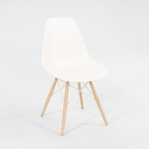 2018 DSW Side Chair with Dowel Base by Ray and Charles Eames for Herman Miller in White Plastic with Oak Base 5x Available