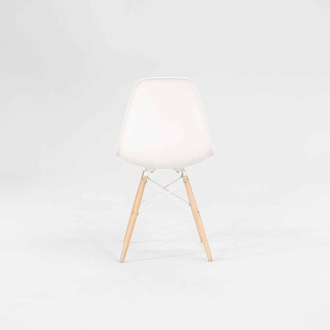 2018 DSW Side Chair with Dowel Base by Ray and Charles Eames for Herman Miller in White Plastic with Oak Base 5x Available