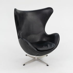 1964 Egg Lounge Chair, Model 3316 by Arne Jacobsen for Fritz Hansen in Black Leather