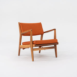 C. 2020 Jens Risom Lounge Chair and Ottoman for DWR in Orange Maharam Fabric and Walnut