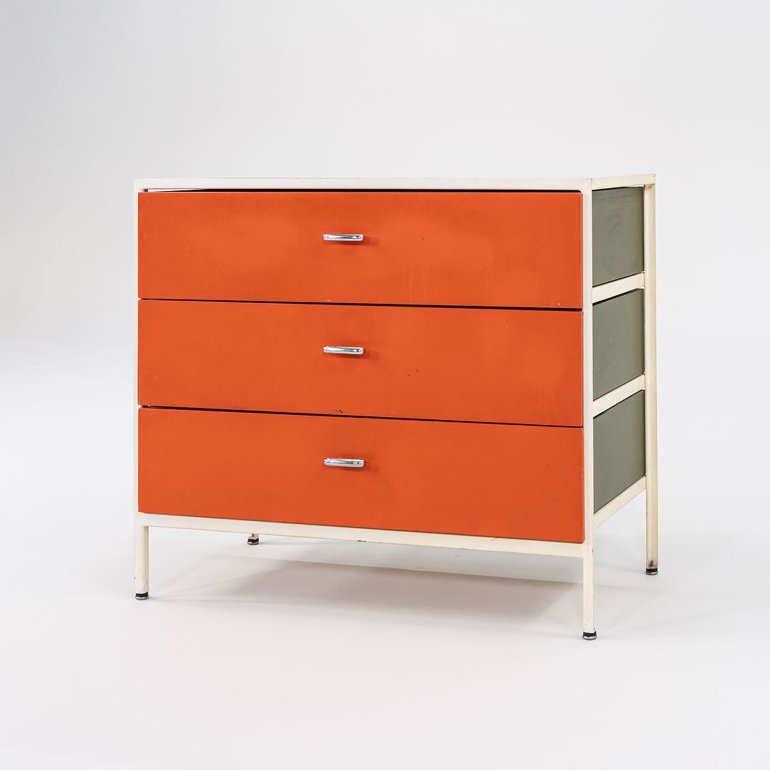 1950S Three-Drawer Steel Frame Dresser Cabinet Model 4013 By George Nelson For Herman Miller Steel, Masonite, Paint, Iron