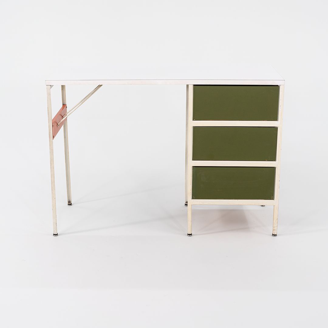 1950s Three-Drawer Steel Frame Desk by George Nelson for Herman Miller Steel, Masonite, Paint, Iron