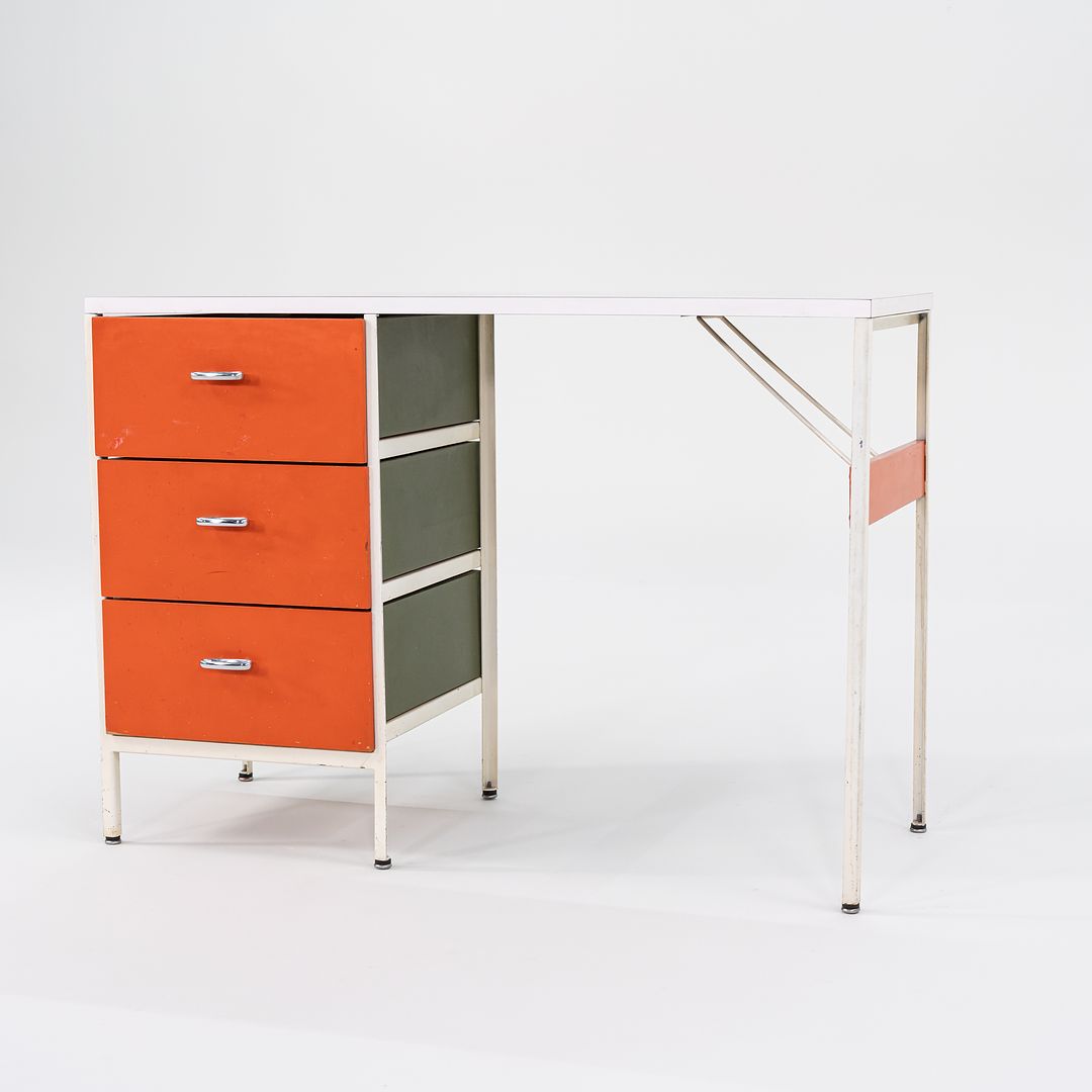 1950s Three-Drawer Steel Frame Desk by George Nelson for Herman Miller Steel, Masonite, Paint, Iron