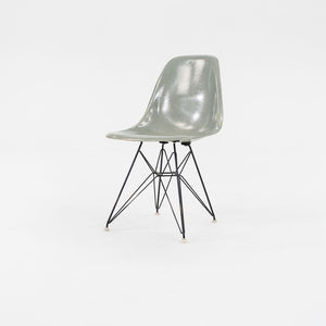 1961 Herman Miller Eames Fiberglass DSR Side Shell Dining Chair with Eiffel Base in Seafoam Green