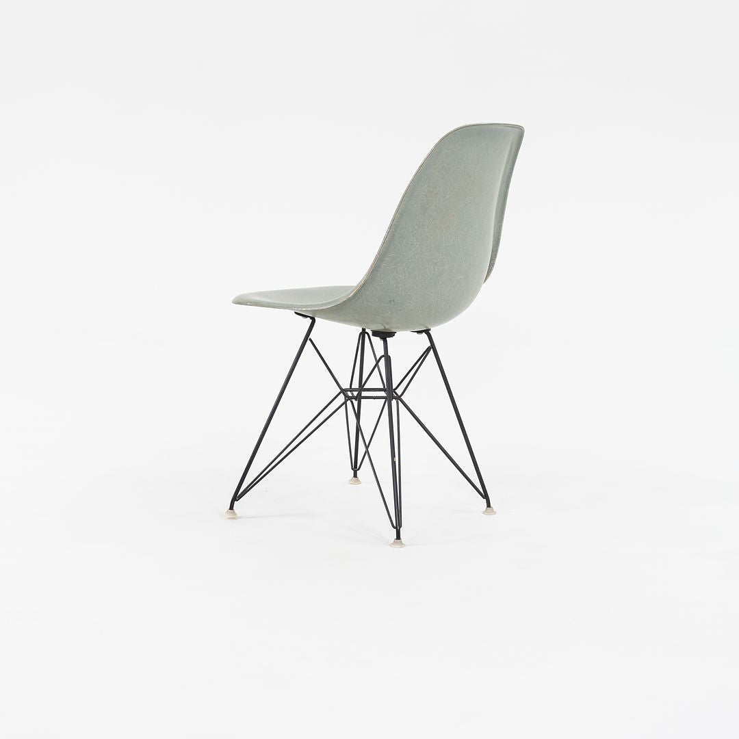 1961 Herman Miller Eames Fiberglass DSR Side Shell Dining Chair with Eiffel Base in Seafoam Green