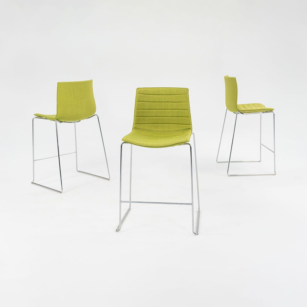 2010s Lievore Altherr Molina for Arper Catifa 46 Upholstered Counter Stool in Green Fabric 5x Available