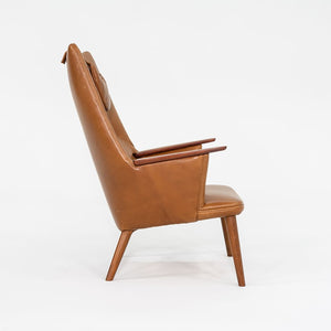 1958 Wegner AP27 and AP29 Lounge Chair and Ottoman by Hans Wegner for A.P. Stolen in Newly Upholstered Caramel Leather