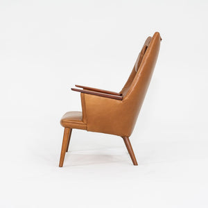 1958 Wegner AP27 and AP29 Lounge Chair and Ottoman by Hans Wegner for A.P. Stolen in Newly Upholstered Caramel Leather