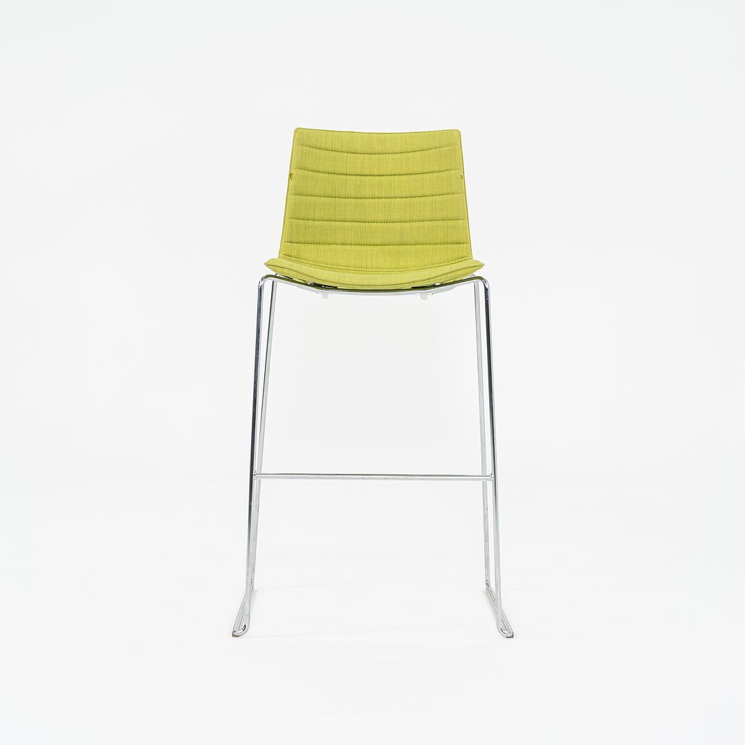 2010s Lievore Altherr Molina for Arper Catifa 46 Upholstered Bar Stool in Green Fabric 3x Available