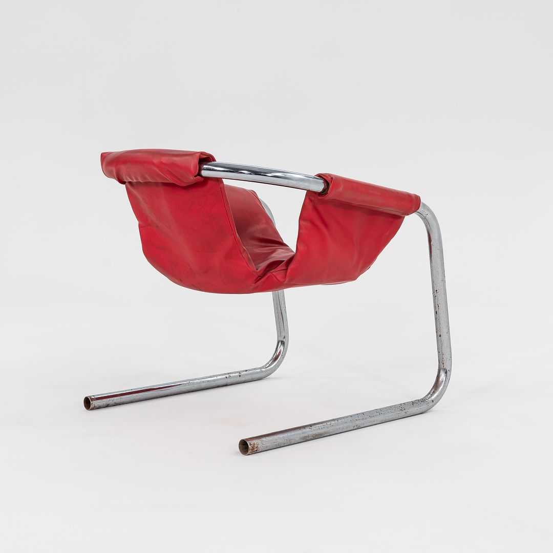 1970s Zermatt Sling Chair by Duncan Burke and Gunter Eberle for Vecta Group in Chromed Steel and Pink Vinyl 3x Available