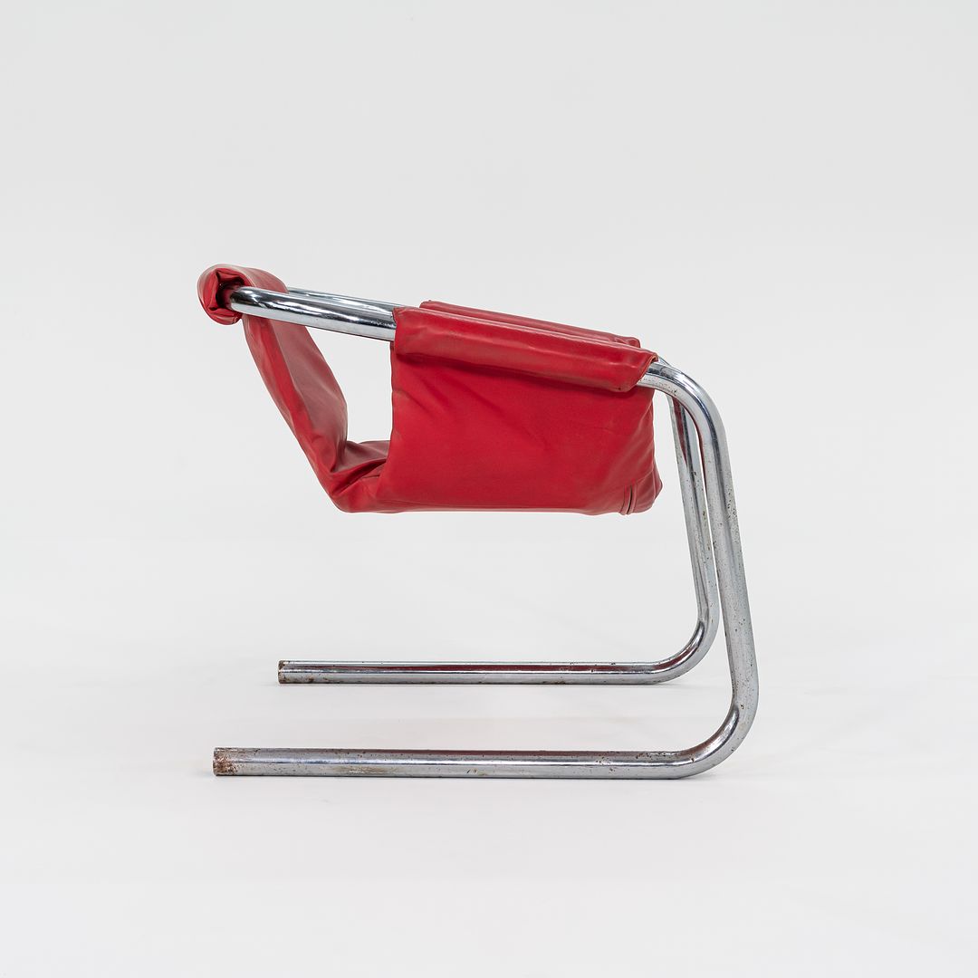 1970s Zermatt Sling Chair by Duncan Burke and Gunter Eberle for Vecta Group in Chromed Steel and Pink Vinyl 3x Available