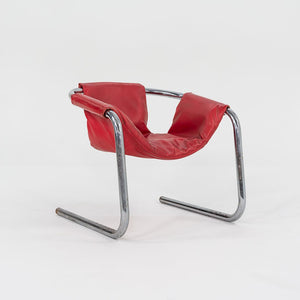 1970s Zermatt Sling Chair by Duncan Burke and Gunter Eberle for Vecta Group in Chromed Steel and Pink Vinyl 3x Available