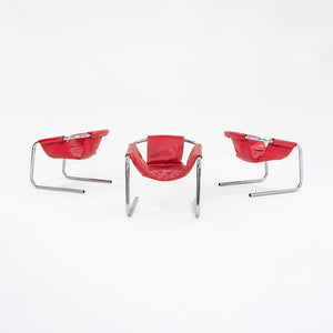 1970s Zermatt Sling Chair by Duncan Burke and Gunter Eberle for Vecta Group in Chromed Steel and Pink Vinyl 3x Available