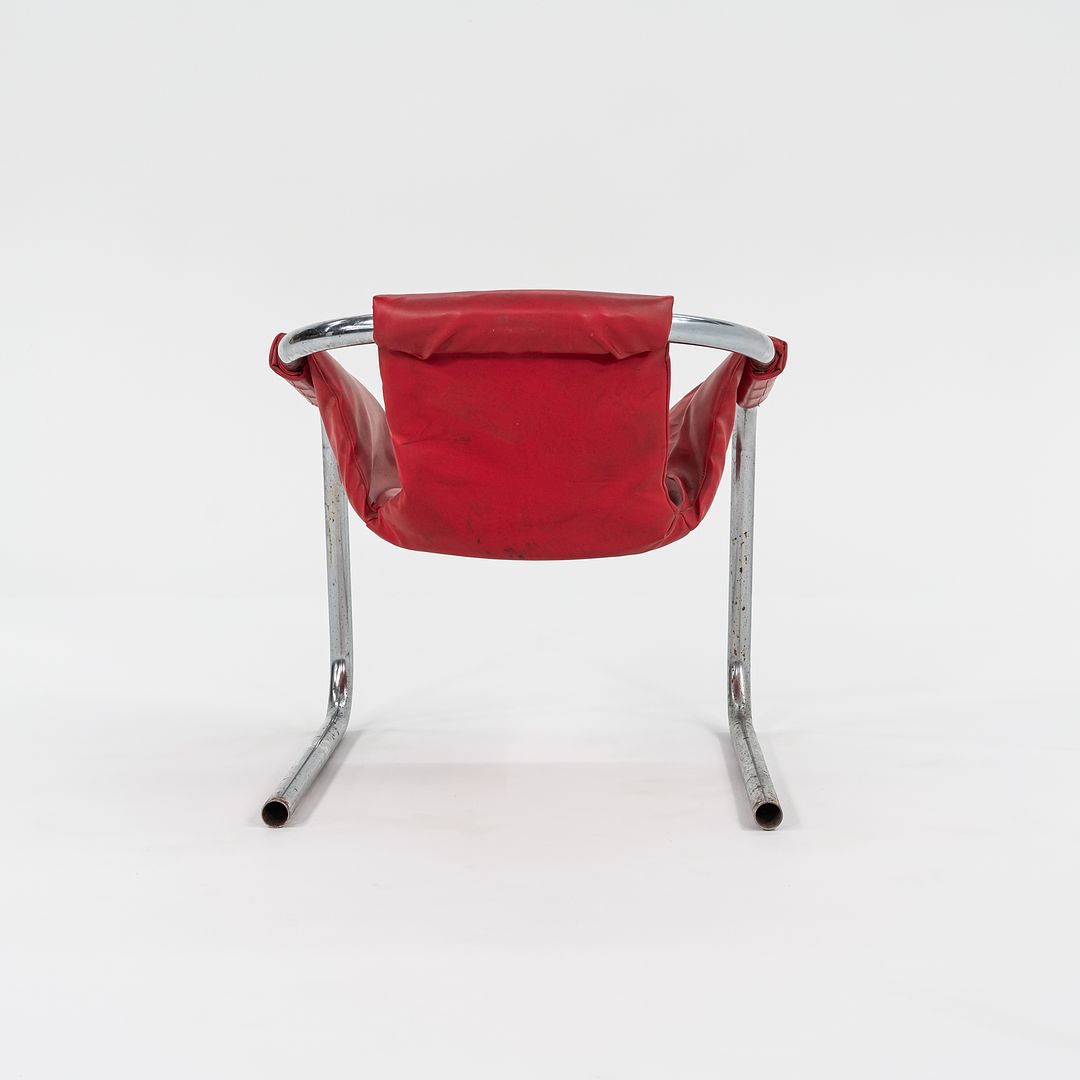 1970s Zermatt Sling Chair by Duncan Burke and Gunter Eberle for Vecta Group in Chromed Steel and Pink Vinyl 3x Available