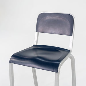 2010s Emeco 1951 Counter Stools by BMW Designworks in Brushed Aluminum with Blue Seats, 12x Available