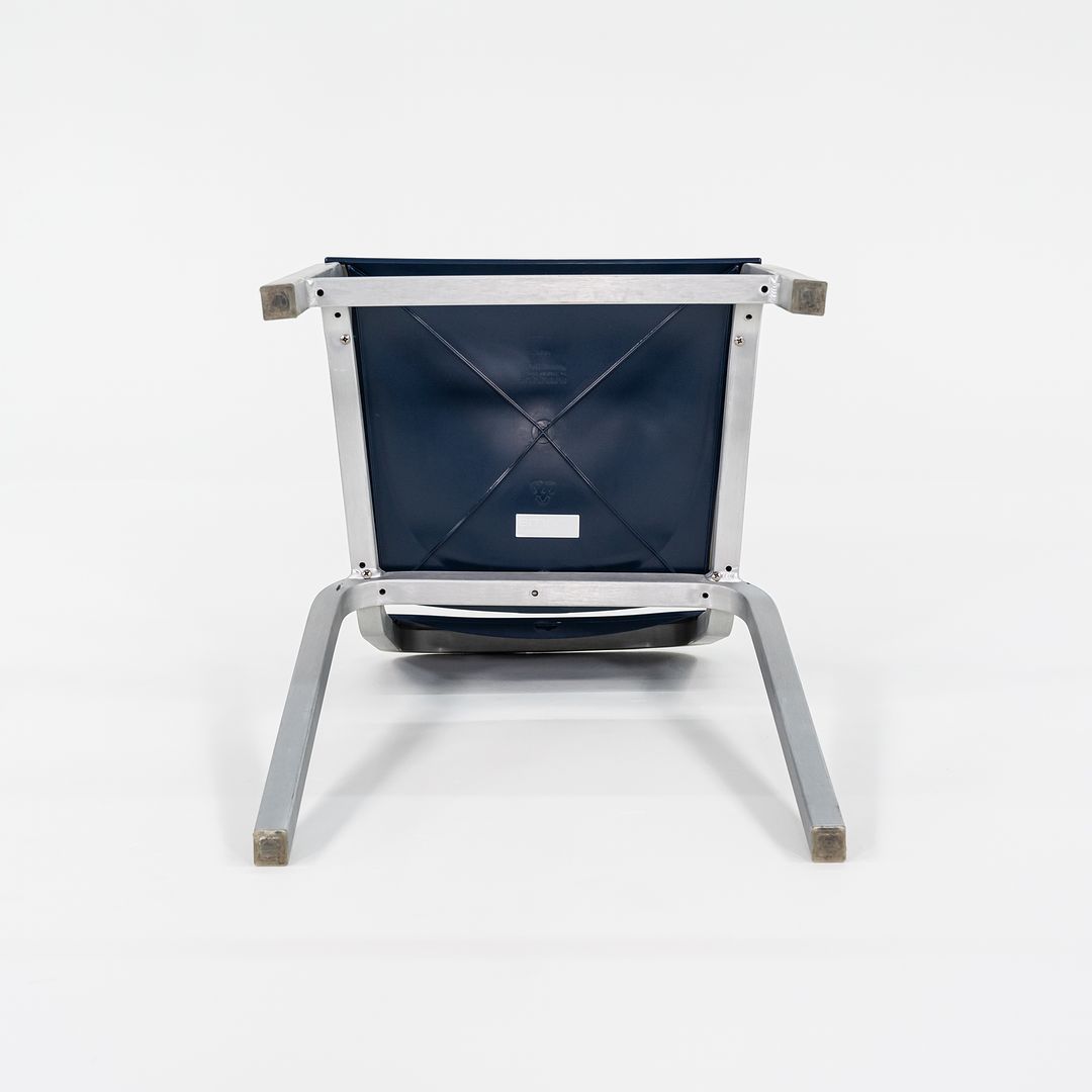 2010s Emeco 1951 Counter Stools by BMW Designworks in Brushed Aluminum with Blue Seats, 12x Available