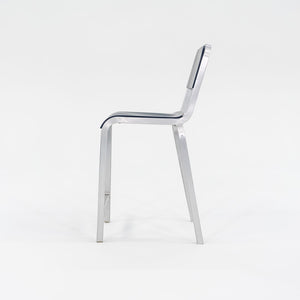 2010s Emeco 1951 Counter Stools by BMW Designworks in Brushed Aluminum with Blue Seats, 12x Available