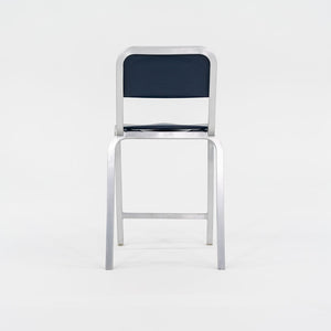 2010s Emeco 1951 Counter Stools by BMW Designworks in Brushed Aluminum with Blue Seats, 12x Available