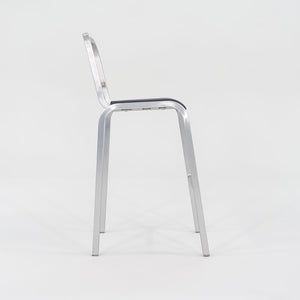 2022 New Nine-O Bar Stool by Ettore Sottsass for Emeco in Brushed Aluminum with Grey Seats 18x Available