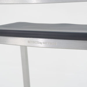 2022 New Nine-O Bar Stool by Ettore Sottsass for Emeco in Brushed Aluminum with Grey Seats 18x Available