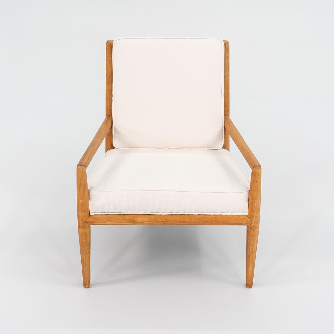 1950s T.H. Robsjohn Gibbings for Widdicomb Lounge Chair in New White Fabric