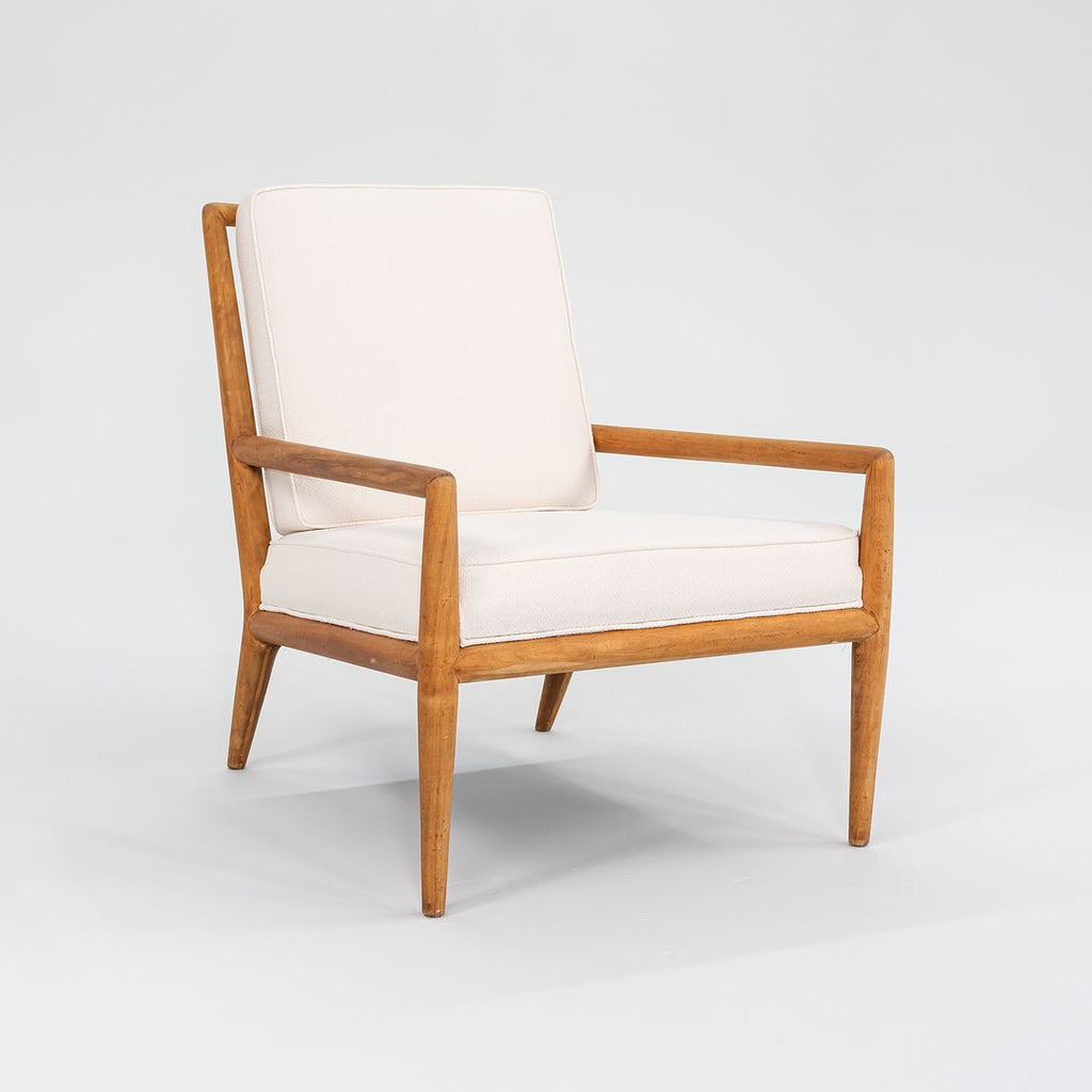 1950s T.H. Robsjohn Gibbings for Widdicomb Lounge Chair in New White Fabric