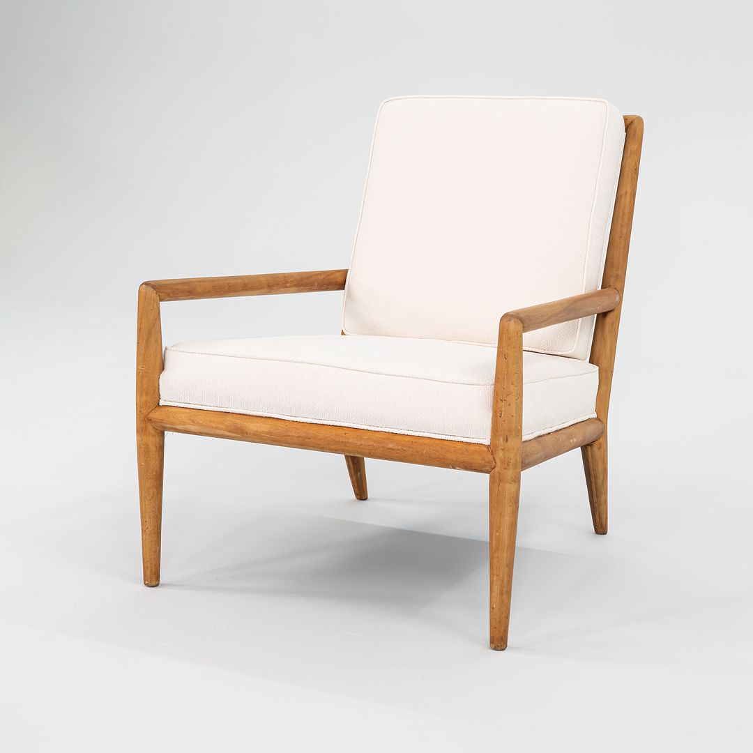 1950s T.H. Robsjohn Gibbings for Widdicomb Lounge Chair in New White Fabric