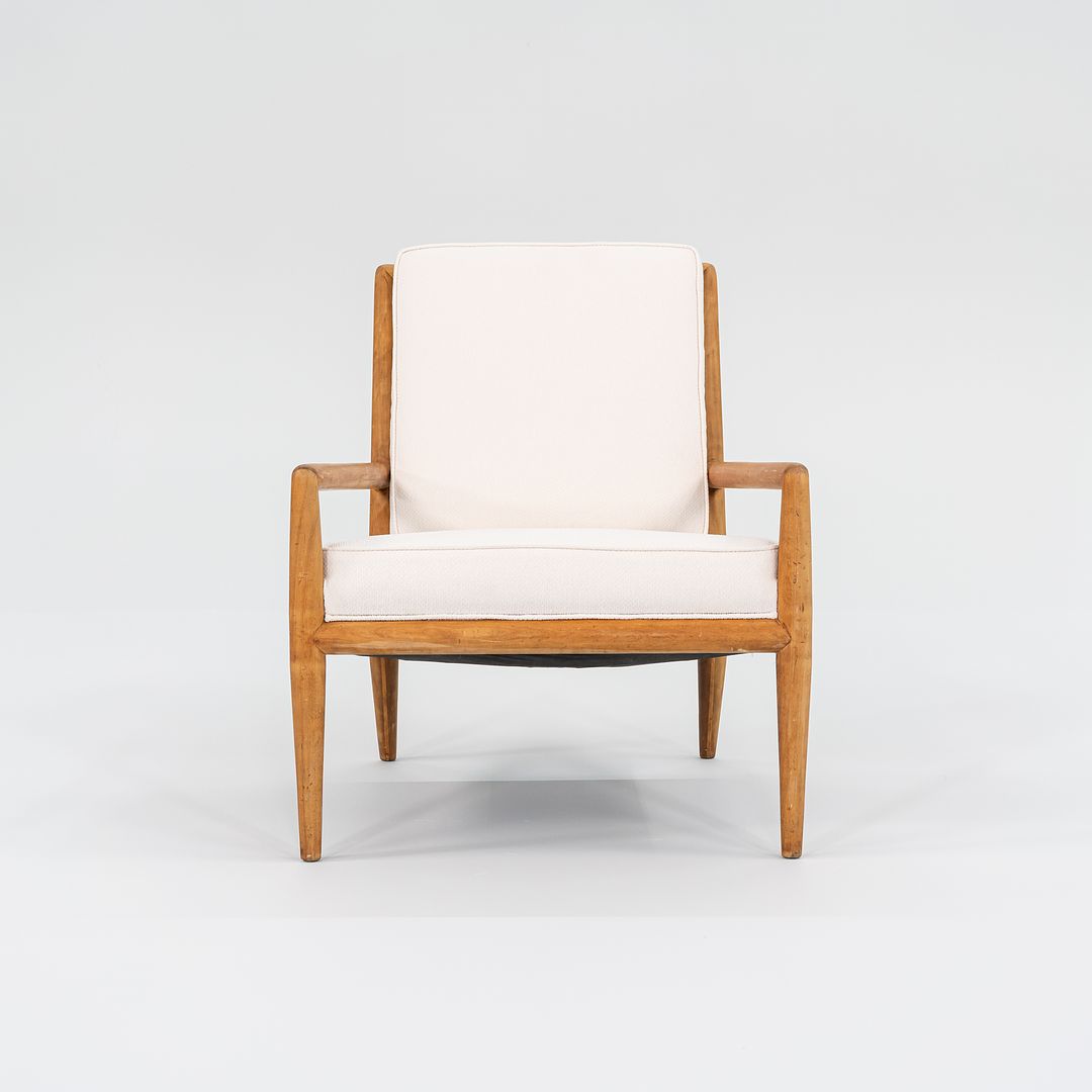 1950s T.H. Robsjohn Gibbings for Widdicomb Lounge Chair in New White Fabric