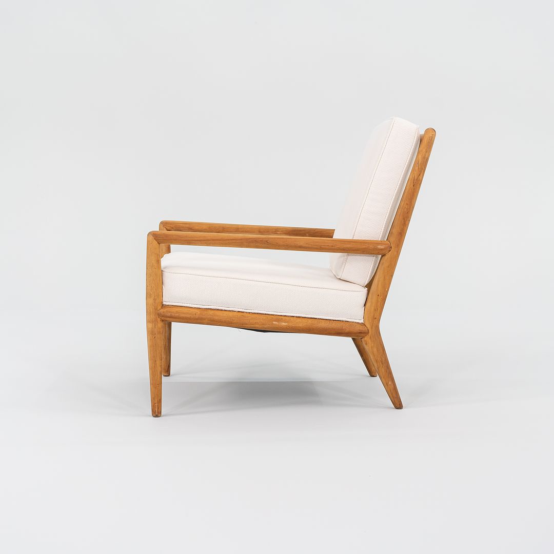 1950s T.H. Robsjohn Gibbings for Widdicomb Lounge Chair in New White Fabric