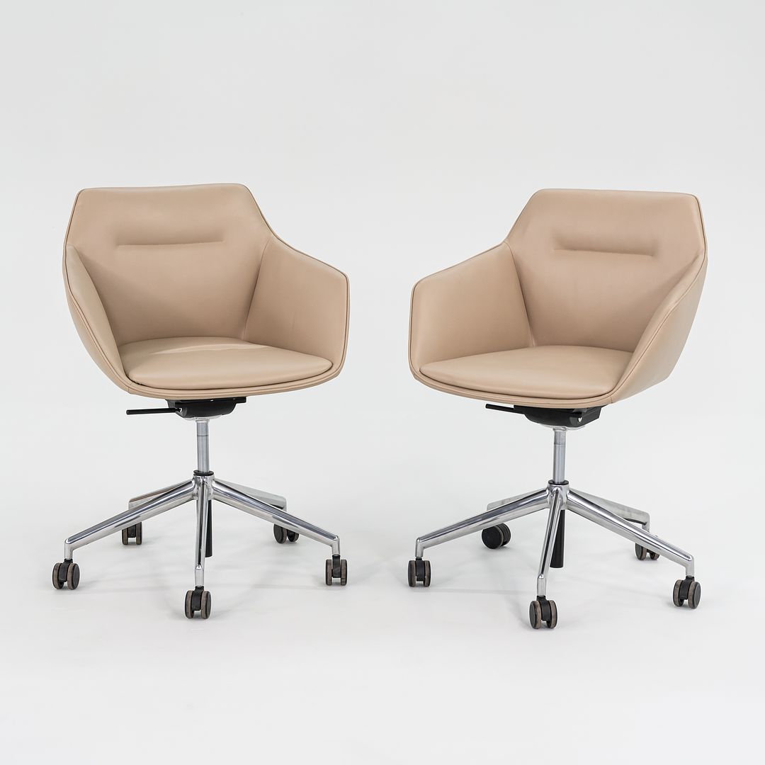 C. 2019 Jehs + Laub for Davis Pnuematic Sachet Conference / Desk Chairs in Tan Leather 5x Available