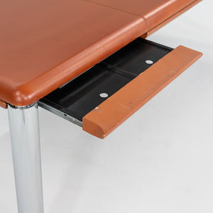 1970s Pfister Table by Charles Pfister for Knoll with Leather-Wrapped Top and Chrome Base