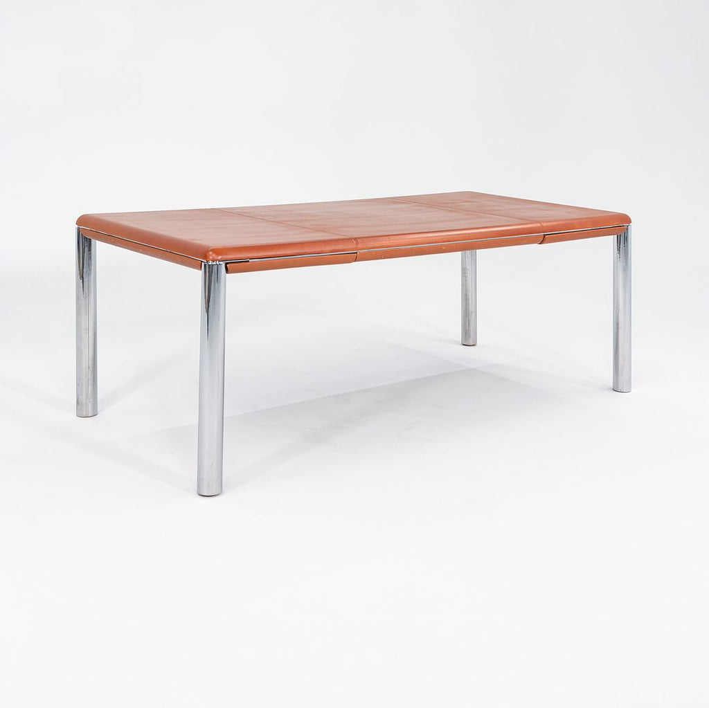 1970s Pfister Table by Charles Pfister for Knoll with Leather-Wrapped Top and Chrome Base