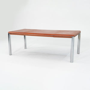 1970s Pfister Table by Charles Pfister for Knoll with Leather-Wrapped Top and Chrome Base