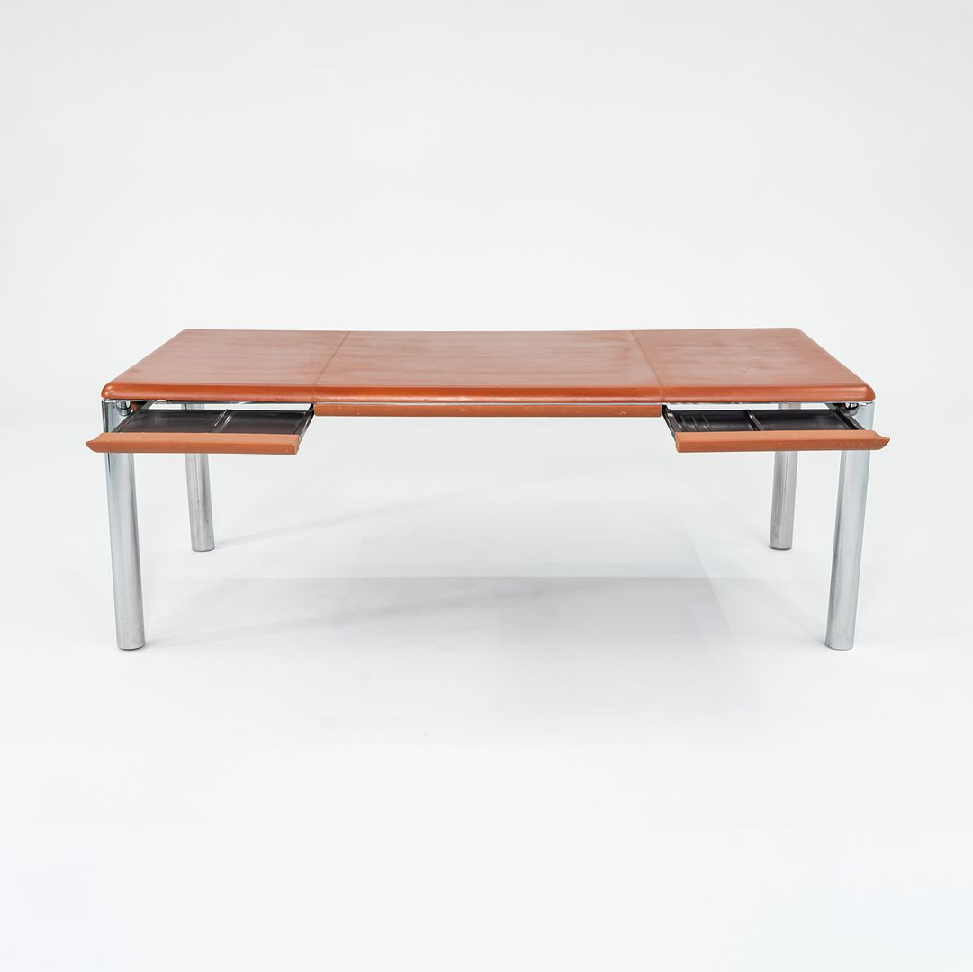 1970s Pfister Table by Charles Pfister for Knoll with Leather-Wrapped Top and Chrome Base