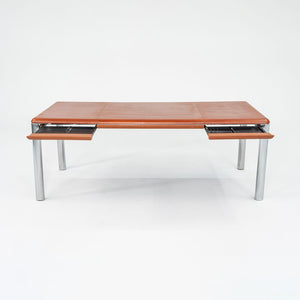 1970s Pfister Table by Charles Pfister for Knoll with Leather-Wrapped Top and Chrome Base