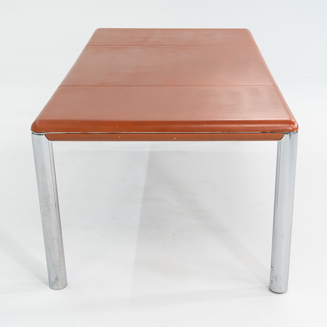 1970s Pfister Table by Charles Pfister for Knoll with Leather-Wrapped Top and Chrome Base